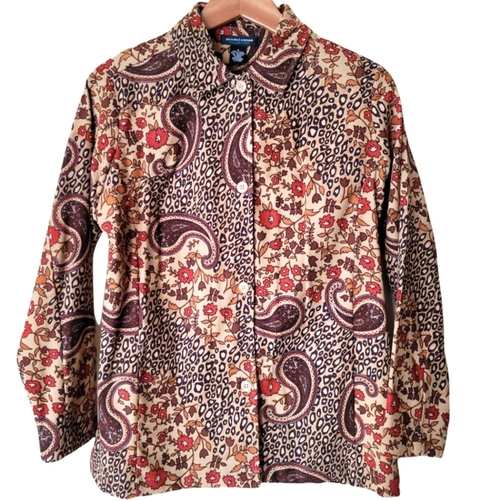 ** VINTAGE** Goodclothes collections BOHO‎ paisley button-down tunic/shirt
